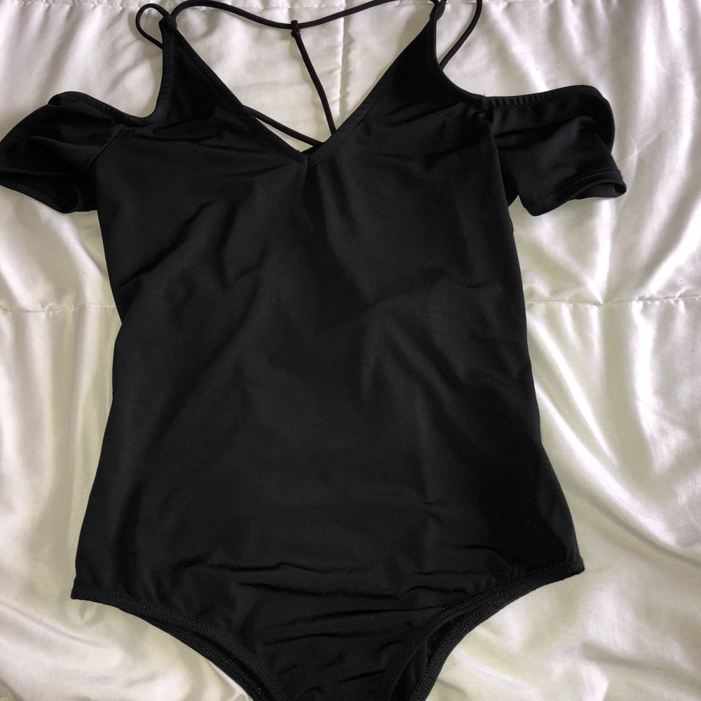 Strappy black bodysuit